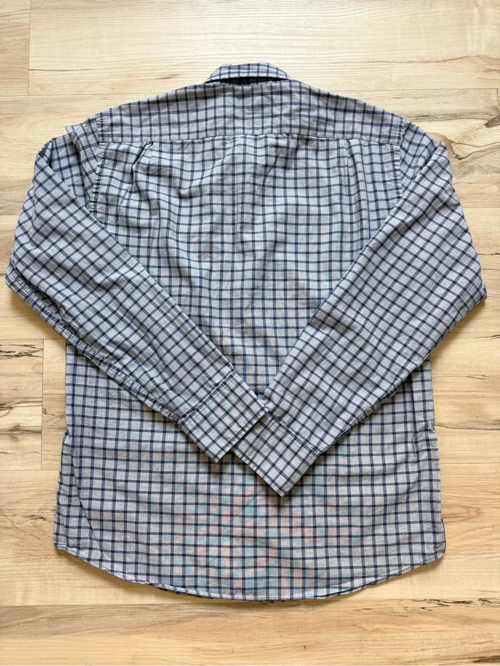 J. Crew Men's Light Blue and Navy Windowpane Button-Down Shirt